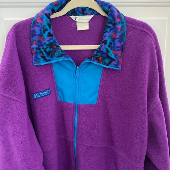 Vintage 90’s Columbia Aztec Purple Fleece Full Zip. Size Large - Picture 11 of 12